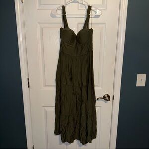 Francesca's Collections Olive Green Maxi Dress with Bustier Bodice